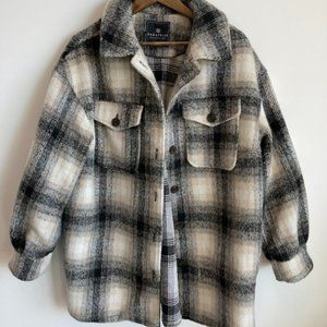 Bagatelle White and Gray Utility Jacket with Plaid Design